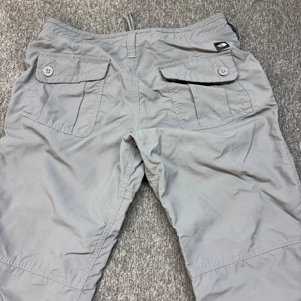 The North Face Womens 8S Gray Convertible Hiking Pants Roll‎ Up Capri Ripstop